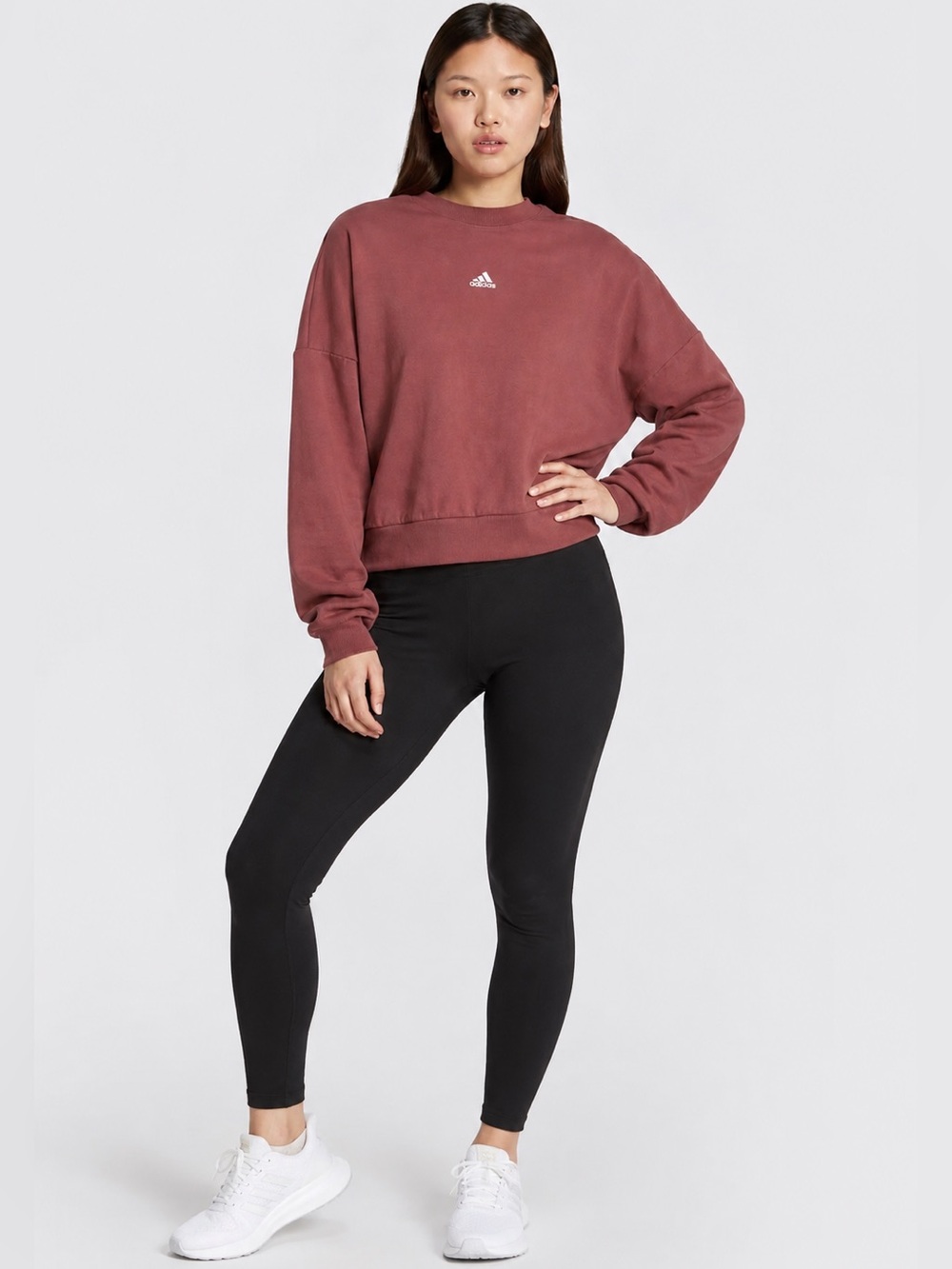 adidas Essentials Feel Cozy Dusty Rose Cropped Sweatshirt Size S
